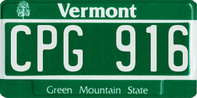 VT license plate CPG916