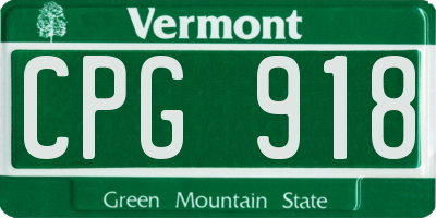 VT license plate CPG918
