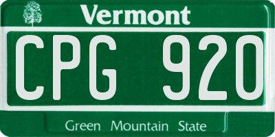 VT license plate CPG920