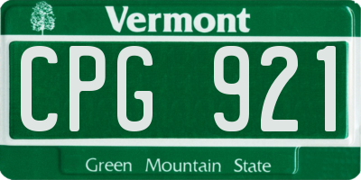 VT license plate CPG921