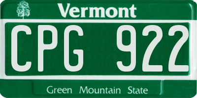 VT license plate CPG922