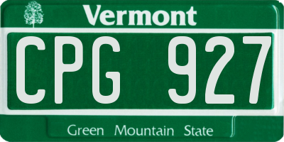 VT license plate CPG927
