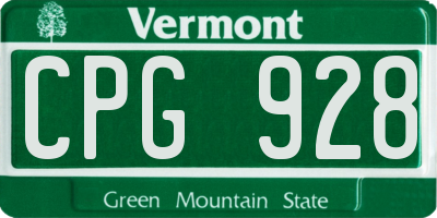 VT license plate CPG928