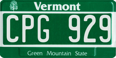 VT license plate CPG929