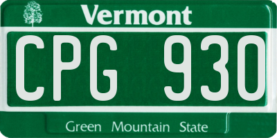 VT license plate CPG930