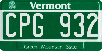VT license plate CPG932