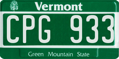 VT license plate CPG933