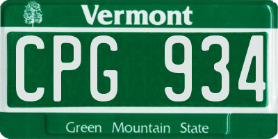 VT license plate CPG934