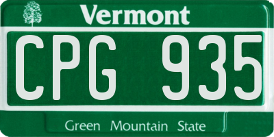 VT license plate CPG935