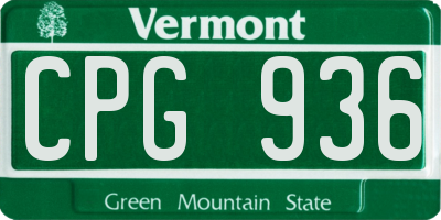 VT license plate CPG936