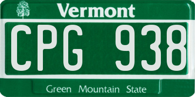 VT license plate CPG938