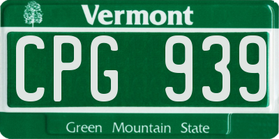 VT license plate CPG939