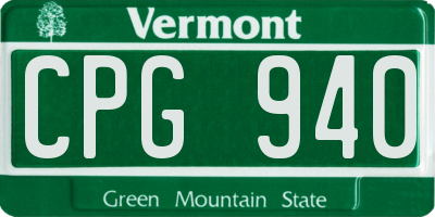 VT license plate CPG940