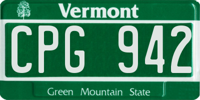 VT license plate CPG942