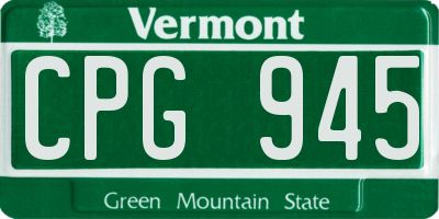 VT license plate CPG945