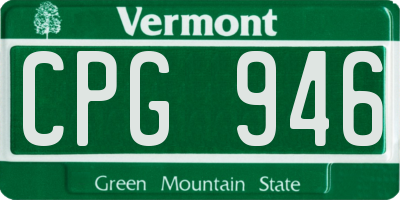VT license plate CPG946