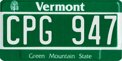 VT license plate CPG947