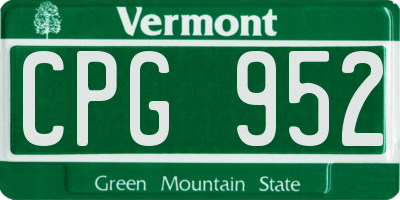 VT license plate CPG952