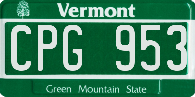 VT license plate CPG953