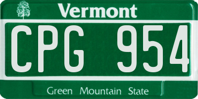 VT license plate CPG954