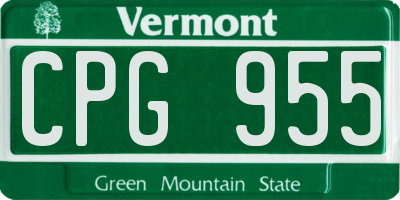 VT license plate CPG955