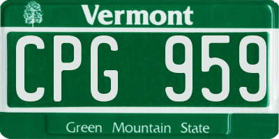 VT license plate CPG959