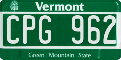 VT license plate CPG962