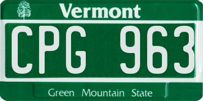 VT license plate CPG963