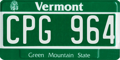 VT license plate CPG964