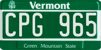 VT license plate CPG965
