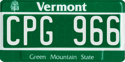 VT license plate CPG966