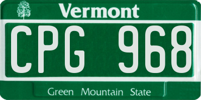VT license plate CPG968