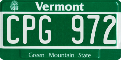 VT license plate CPG972