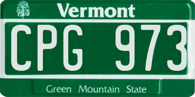 VT license plate CPG973