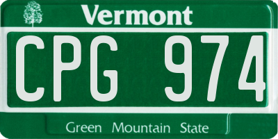 VT license plate CPG974