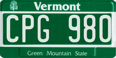 VT license plate CPG980