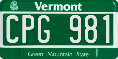 VT license plate CPG981