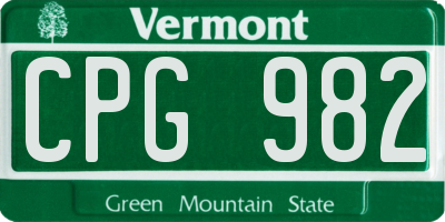 VT license plate CPG982
