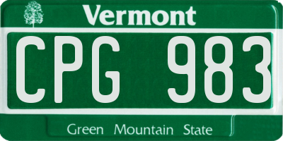 VT license plate CPG983