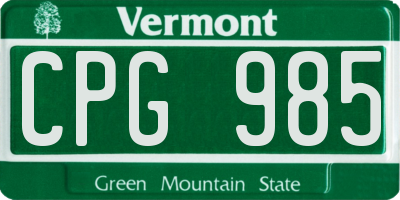 VT license plate CPG985