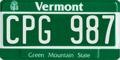 VT license plate CPG987