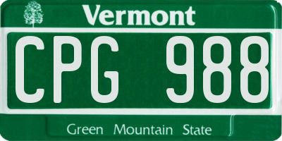 VT license plate CPG988