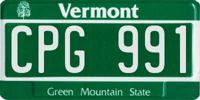 VT license plate CPG991