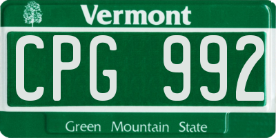 VT license plate CPG992