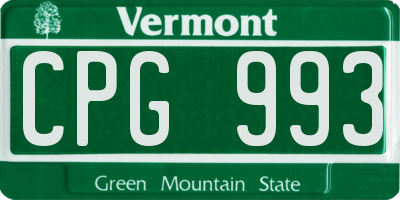 VT license plate CPG993