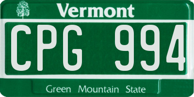 VT license plate CPG994