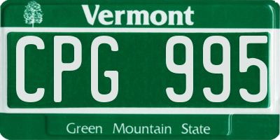 VT license plate CPG995