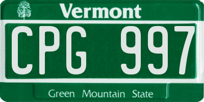 VT license plate CPG997