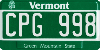 VT license plate CPG998
