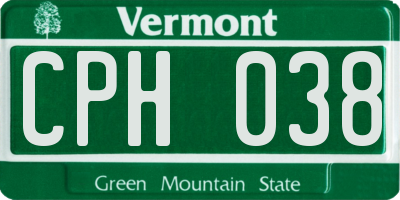 VT license plate CPH038